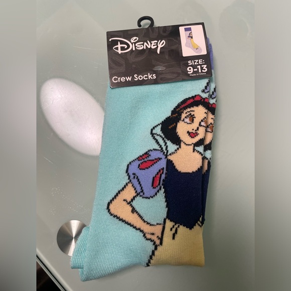 NWT Disney Crew Socks Pastel sky blue Snow White Socks size 9-13 mid calf boot - Picture 3 of 9